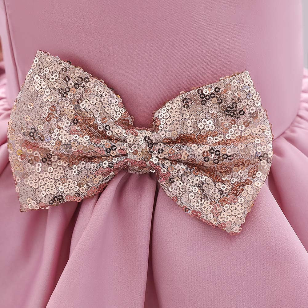 Toddler Baby Flower Girls Sequins Bowknot Tutu Dress Princess Pageant Wedding Birthday Party Backless Puffy Tulle Gown