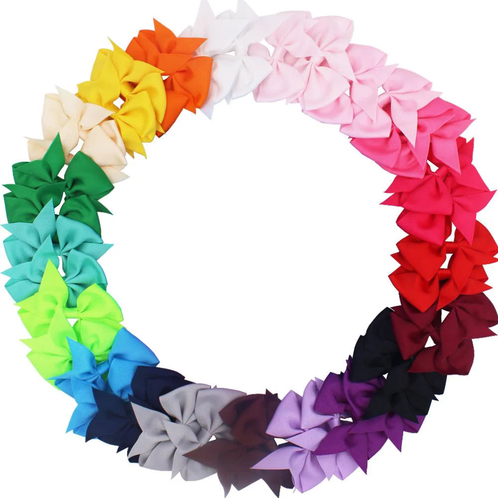 40 Pack 3.5 Inch Hair Bows Baby Girls Children Grosgrain Ribbon Alligator Hair Clips 20 Colors in Pair