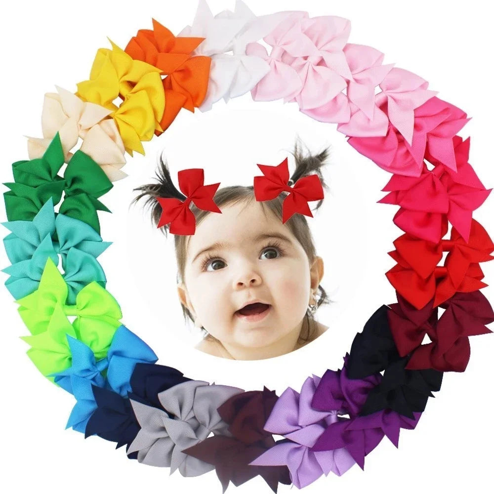 40 Pack 3.5 Inch Hair Bows Baby Girls Children Grosgrain Ribbon Alligator Hair Clips 20 Colors in Pair