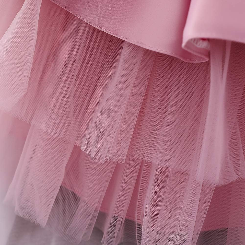 Toddler Baby Flower Girls Sequins Bowknot Tutu Dress Princess Pageant Wedding Birthday Party Backless Puffy Tulle Gown
