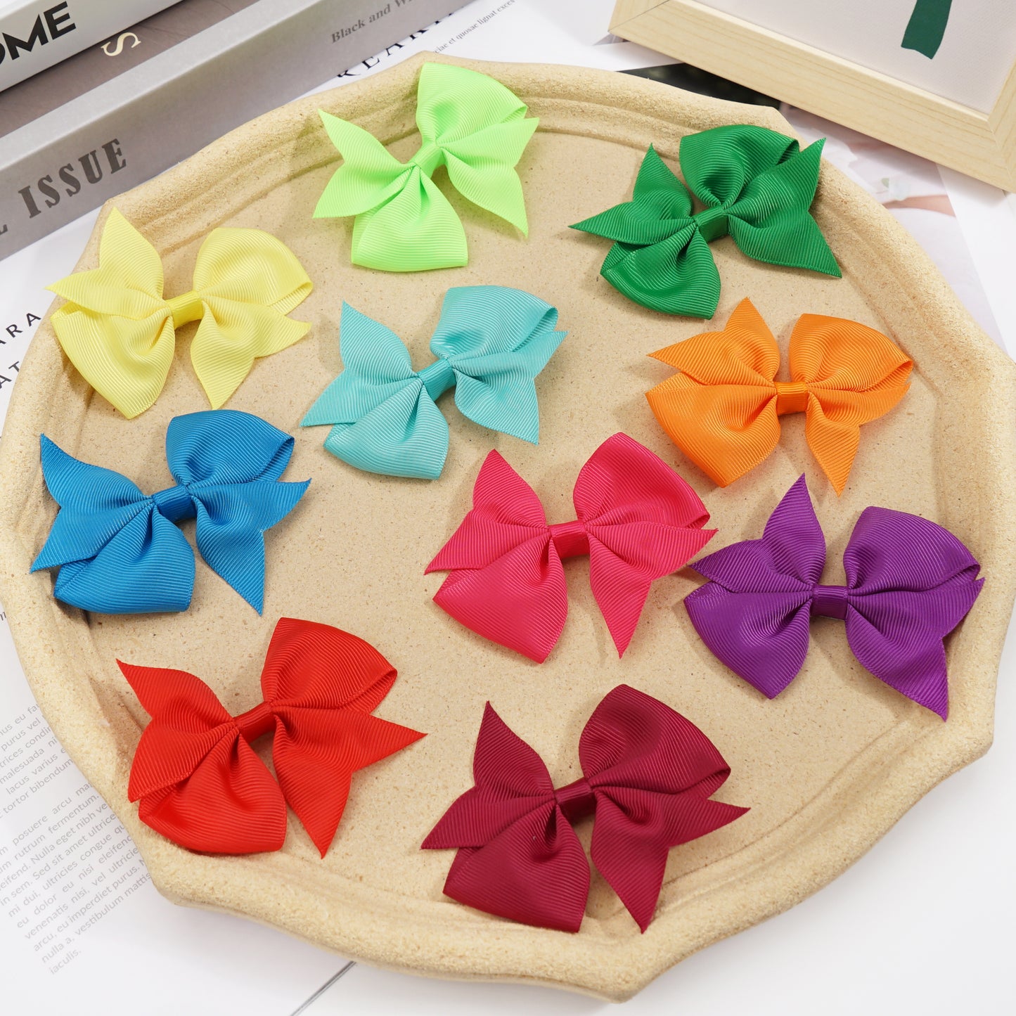 40 Pack 3.5 Inch Hair Bows Baby Girls Children Grosgrain Ribbon Alligator Hair Clips 20 Colors in Pair