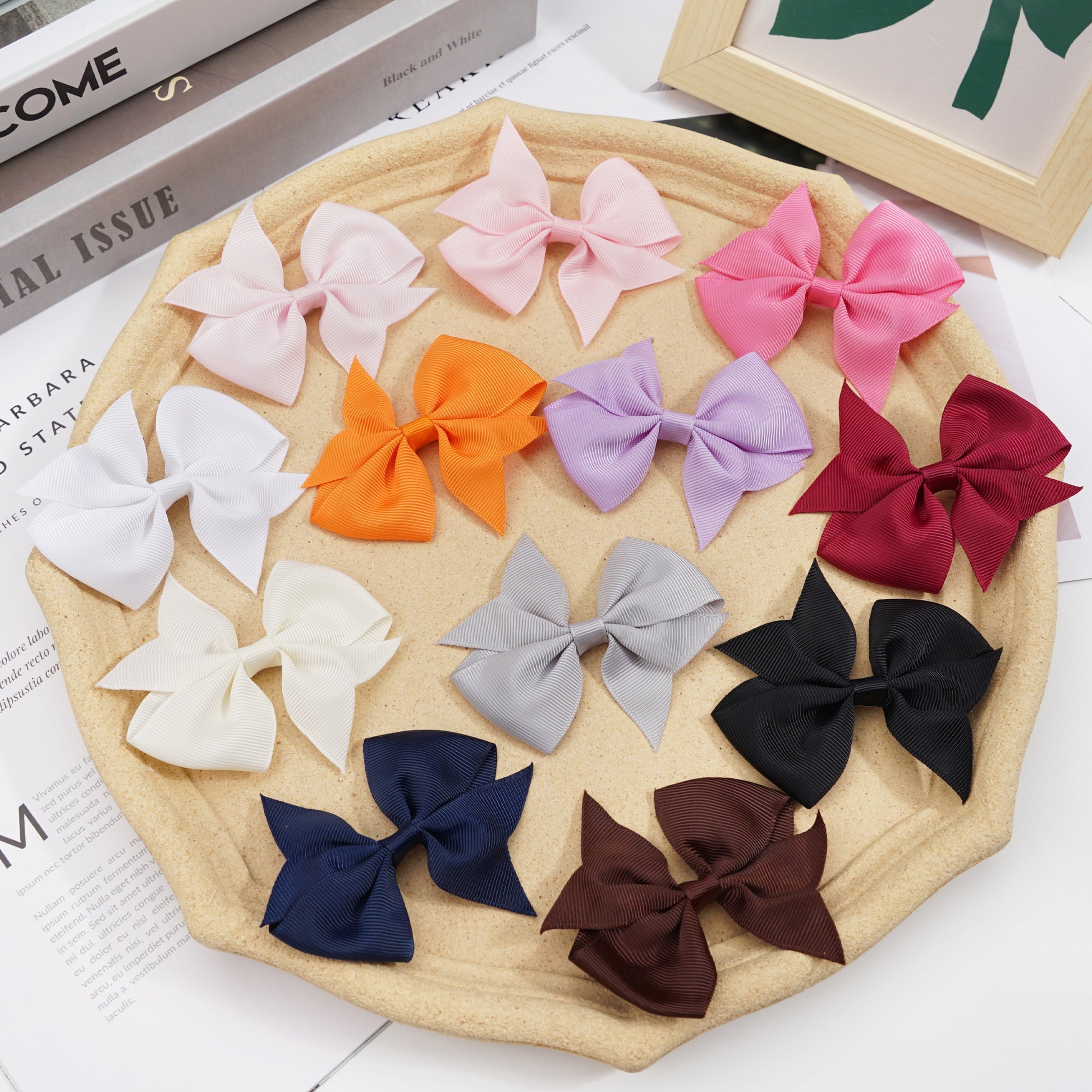 40 Pack 3.5 Inch Hair Bows Baby Girls Children Grosgrain Ribbon Alligator Hair Clips 20 Colors in Pair
