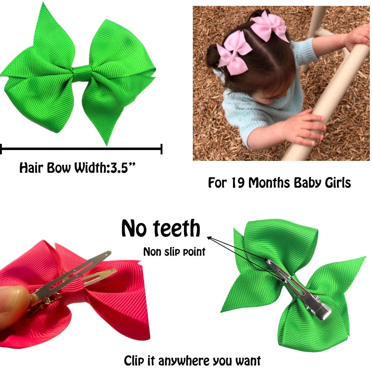 40 Pack 3.5 Inch Hair Bows Baby Girls Children Grosgrain Ribbon Alligator Hair Clips 20 Colors in Pair