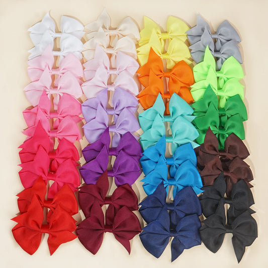 40 Pack 3.5 Inch Hair Bows Baby Girls Children Grosgrain Ribbon Alligator Hair Clips 20 Colors in Pair