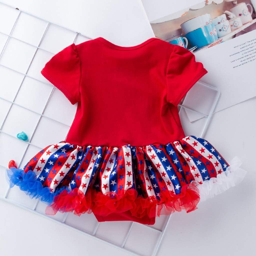 My 1St 4Th of July Outfits 3Pc Infant Baby Girls Independence Day Romper Bodysuit Tutu Dress Headband and Shoes